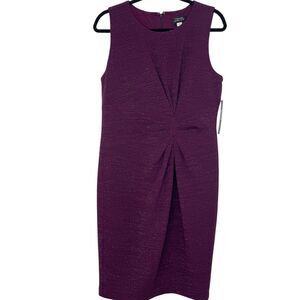NWT Tahari Purple sparkle ribbed bodycon sleeveless dress Cinched side Size 10